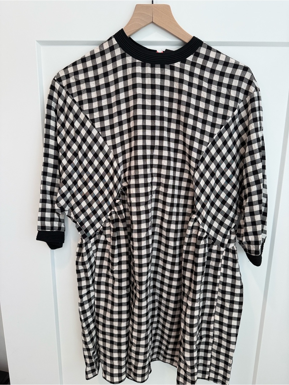 Zara Black & White Gingham Dress with Neon Contrast Zipper